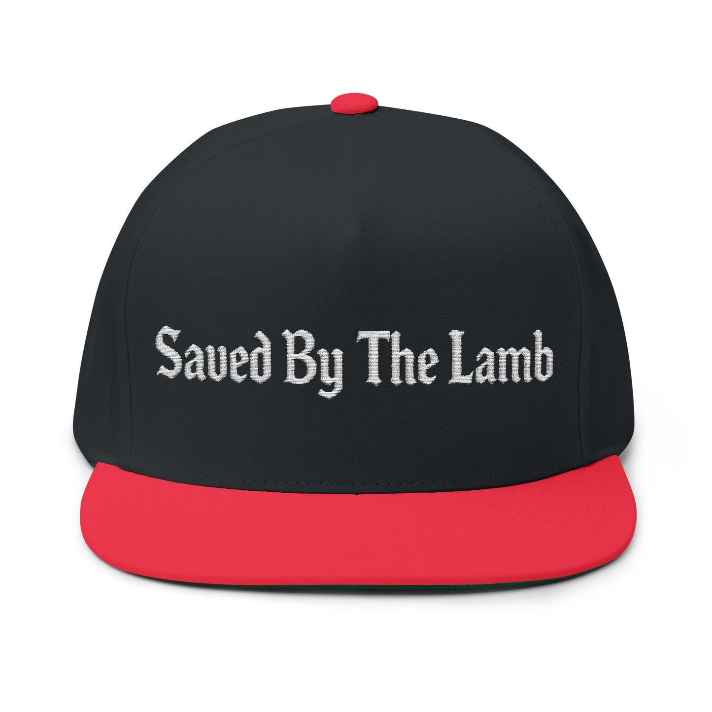 Saved By The Lamb Embroidered Flat Bill Cap