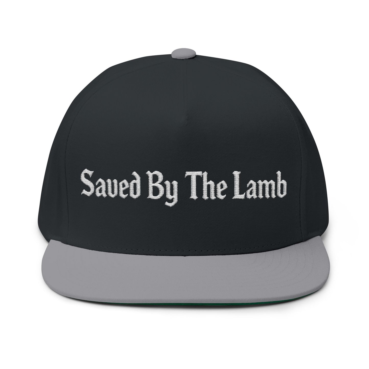 Saved By The Lamb Embroidered Flat Bill Cap