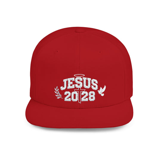 Jesus 2028 Flat Bill Snapback Hat